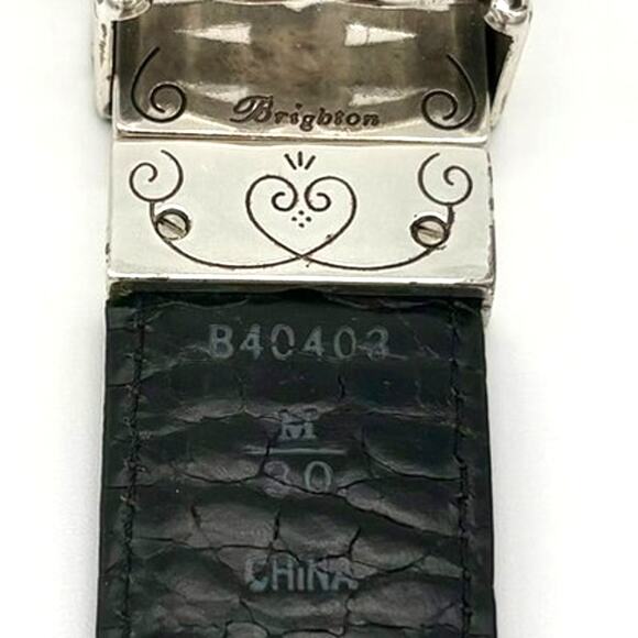 Vintage Brighton Reversible Leather Belt Black Croc Embossed Bronze Brown M main image 8